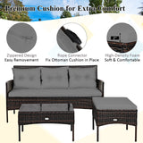 3 Pieces Patio Conversation Set, Outdoor PE Rattan Wicker Furniture Set