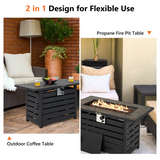 Tangkula 42 Inch Outdoor Gas Fire Pit Table, Patiojoy 50,000 BTU Rectangular Propane Fire Pit