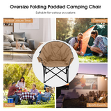Tangkula Oversized Camping Chair, Outdoor Padded Folding Chair with Cup Holder