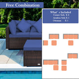 Tangkula Patio Rattan Sofa Set, Outdoor Wicker Sectional Furniture Set