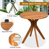 Tangkula 3 Piece Wood Patio Rocking Chair Set, Outdoor Acacia Wood Rocker Set with Round Table