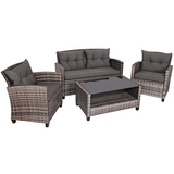 Tangkula Patio Wicker Conversation Furniture Set