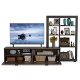 Tangkula TV Stand with Bookshelf, Modern TV Cabinet Storage Shelf for TVs up to 50 Inch
