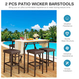 Tangkula Outdoor Bar Stool Set of 2/4, Patio Rattan Bar Chairs