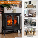 Tangkula 25 Inches Electric Fireplace Stove, 1400 W Freestanding Fireplace Heater
