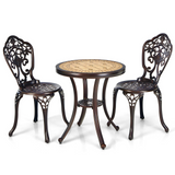 Tangkula 3 Piece Cast Aluminum Bistro Set