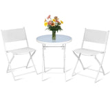 Tangkula 3 Pieces Folding Patio Bistro Set, No Assembly Required