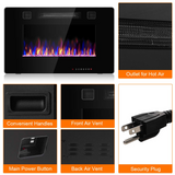 Tangkula 30 Inches Recessed Electric Fireplace, in-Wall & Wall Mounted Electric Heater