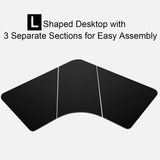 72 x 36 inch Solid 3-Piece Table Top, L-Shaped Desktop for Height Adjustable Frame