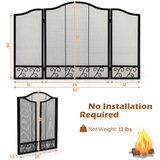 Tangkula 50 x 31 Inches 3-Panel Heat-Resistant Metal Mesh Fireplace Screen