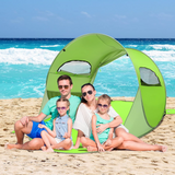 Tangkula UPF 50+ Easy Pop-Up Beach Tent, 3-4 Person Family Beach Shade Tent w/ Mesh Windows & Storage Pockets