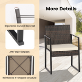 Tangkula 3 Piece Patio Furniture Set, Modern Heavy Duty All Weather Cushioned Wicker Chairs and Coffee Table Set