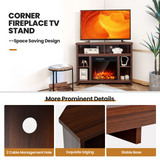 Tangkula Corner TV Stand for TVs up to 48 Inch, Farmhouse Wood Entertainment Center