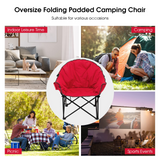 Tangkula Oversized Camping Chair, Outdoor Padded Folding Chair with Cup Holder