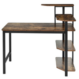 Tangkula Industrial Computer Desk with 4-Tier Storage Shelves