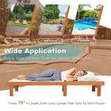 Tangkula Outdoor Wood Chaise Lounge Chair, Patio Chaise Lounger with 5-Postion Adjustable Back
