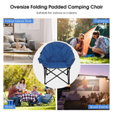 Tangkula Oversized Camping Chair, Outdoor Padded Folding Chair with Cup Holder