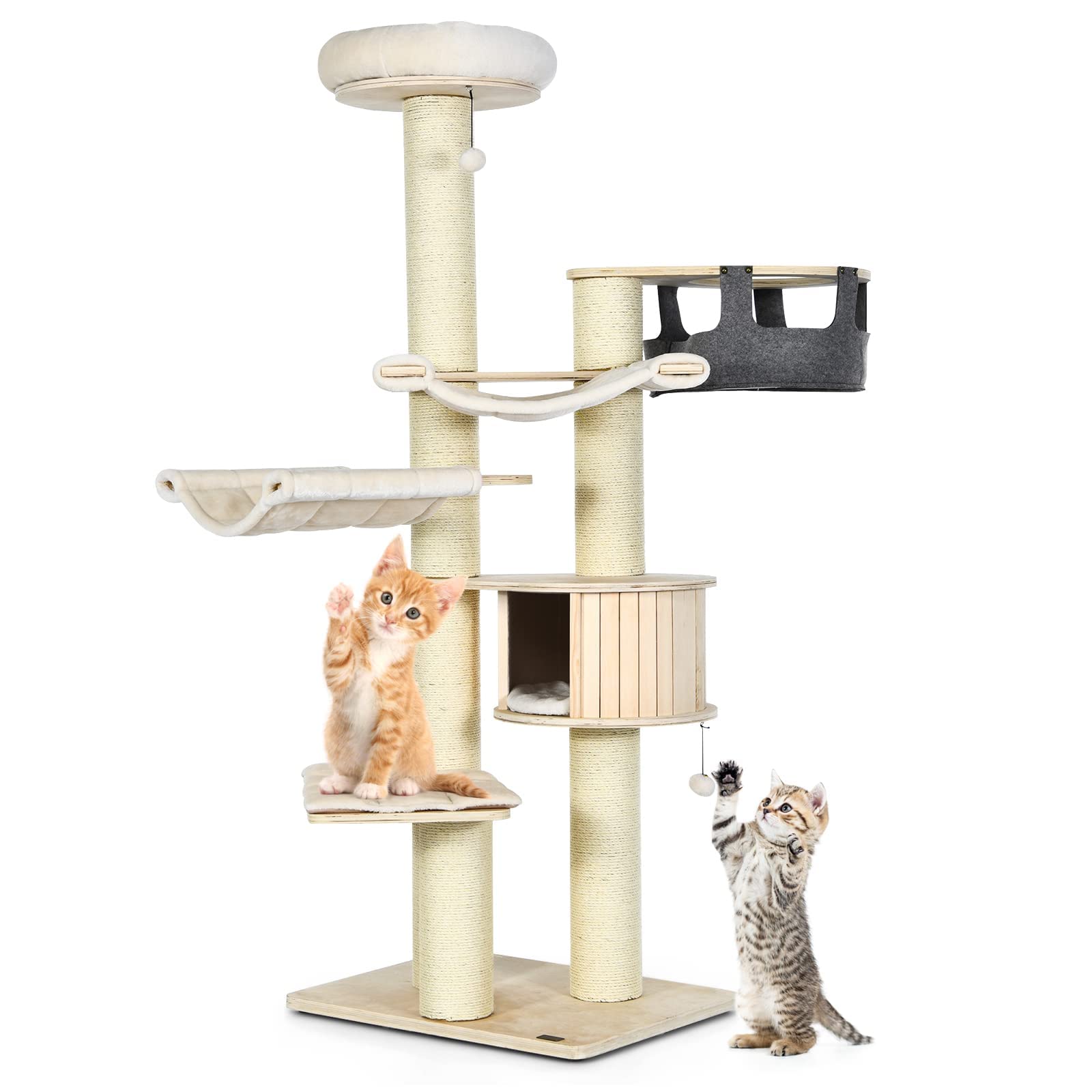 Tangkula Modern Cat Tree, Multi-Level Large Cat Tower w/Cat Condo