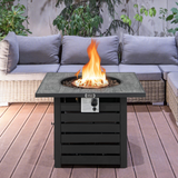 Tangkula 32-Inch Outdoor Propane Fire Pit Table, Patiojoy 50,000 BTU Square Gas Fire Pit with Ore Powder Tabletop