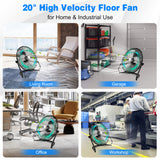 Tangkula 20" High Velocity Floor Fan, 3 Speed Fan w/ Portable Handle, Adjustable Tilt Angle