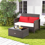 Tangkula 2-Piece Outdoor Patio Wicker Furniture Set