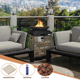 Tangkula Patio Propane Fire Bowl, Patiojoy 40,000BTU Square Fire Pit with Round Bowl, Lava Rocks & Waterproof Cover