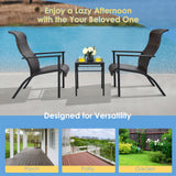 Tangkula 3 Piece Patio Bistro Furniture Set, PE Rattan Chairs with Coffee Table