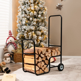 Tangkula Firewood Log Carrier Mover, Wood Rack Storage Mover with Rolling Wheels & Ergonomic Handle