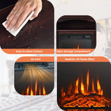 32" Electric Fireplace with Mantel, 1400W Freestanding Heater with Remote Control & Adjustable Brightness