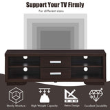 Tangkula Modern TV Stand, Wood Universal Stand for TV's up to 65" Flat Screen(Brown)