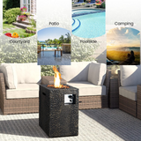 Tangkula 16 Inch Patio Propane Fire Pit, Patiojoy Electronic Ignition Square Gas Fire Pit with Protective Cover