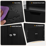 Bathroom Floor Cabinet with Drawer, 2 Open Shelves and Door Cupboard
