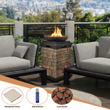 Tangkula Patio Propane Fire Bowl, Patiojoy 40,000BTU Square Fire Pit with Round Bowl, Lava Rocks & Waterproof Cover