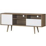 Tangkula Mid-Century Modern TV Stand for TVs up to 65 Inch, Wooden TV Console Table with Storage Shelves