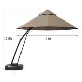 Tangkula 11 FT Offset Patio Umbrella, Aluminum Frame Double Top Hanging Umbrella with Weight Base