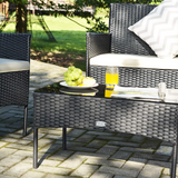 Tangkula Patio Furniture Set, Outdoor Wicker Conversation Set with Tempered Glass Coffee Table