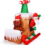 Tangkula Christmas Inflatable Santa Claus with Airplane