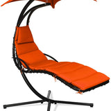 Hanging Chaise Lounge, Arc Stand Floating Hammock Swing Chair w/ Canopy and Built-in Pillow