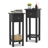 Tangkula Small Side Table for Small Spaces, Farmhouse Acacia Wood Slim End Table